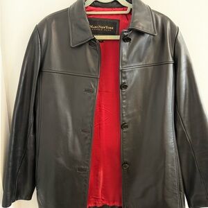 Marc New York Black Leather Jacket with Red Lining
